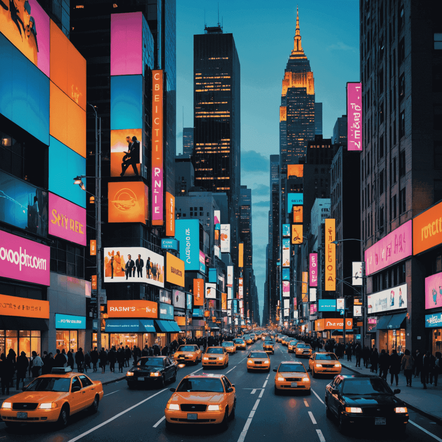 A collage of urban photographs showcasing vibrant city life with skyscrapers, street scenes, and neon lights